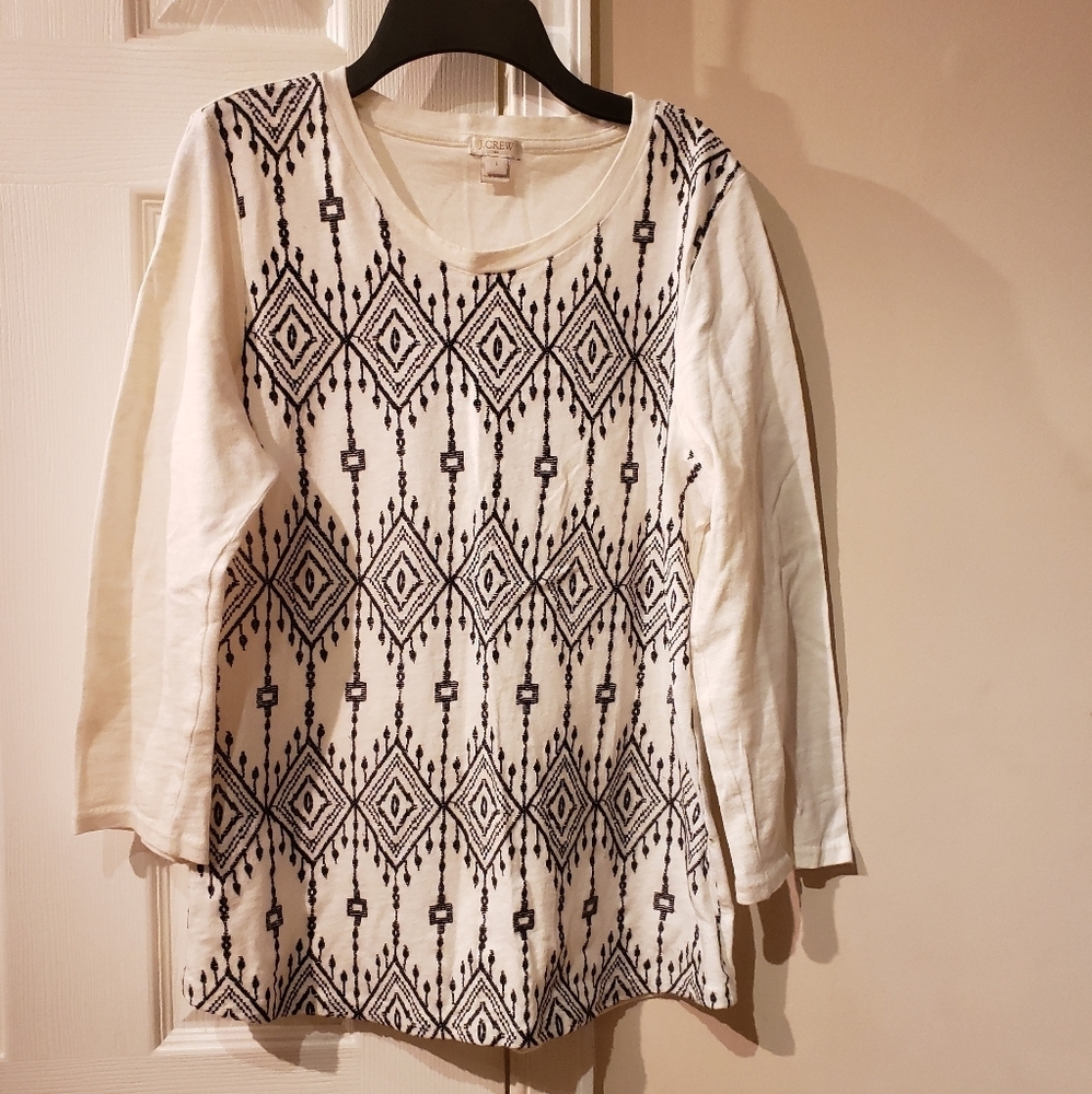 J Crew 100% Cotton Black & White Top